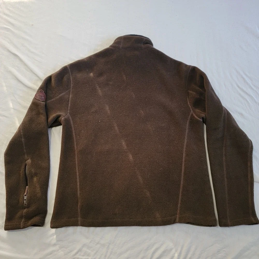 Polo Ralph Lauren Fleece Jacket Mens Medium Brown Heritage Vintage Pockets - Picture 3 of 5